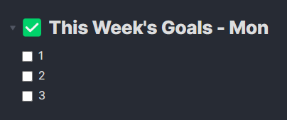 This Week's Goals